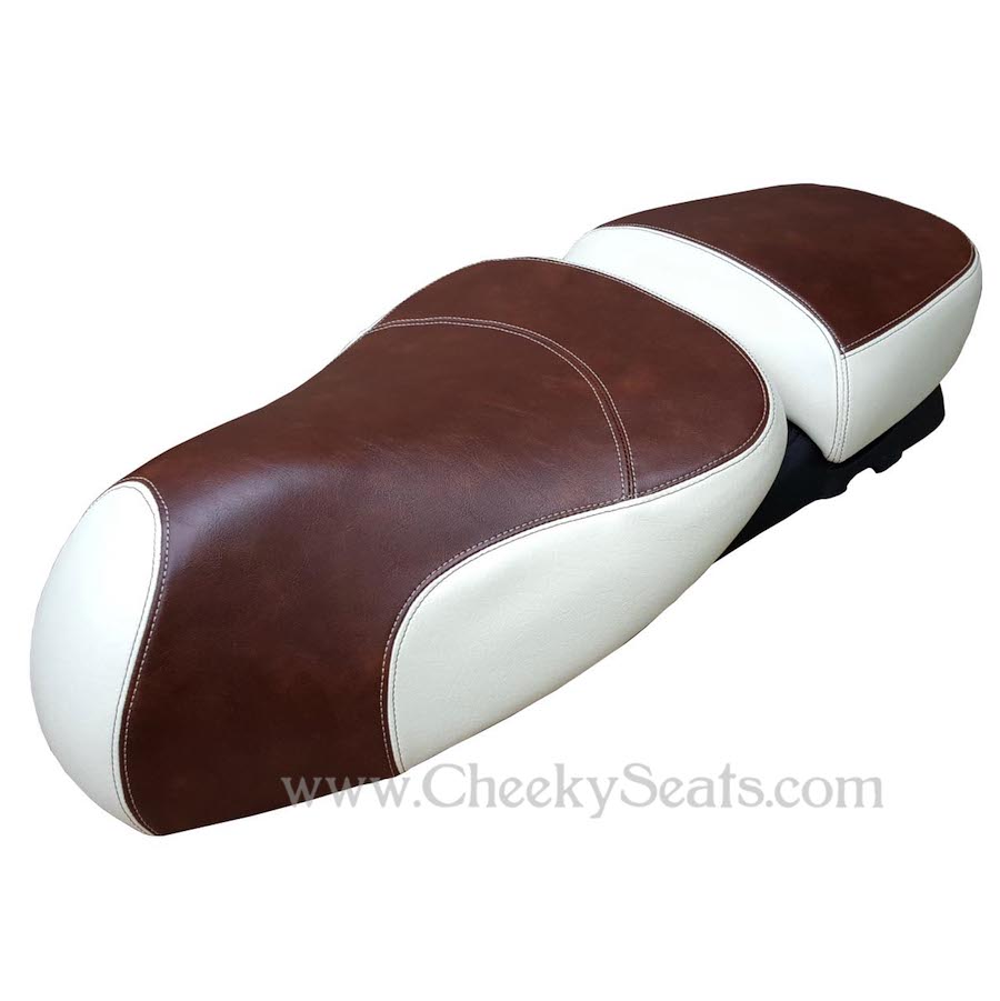 Vespa GTV Two Tone Saddle Seat Cover Whiskey and Cream